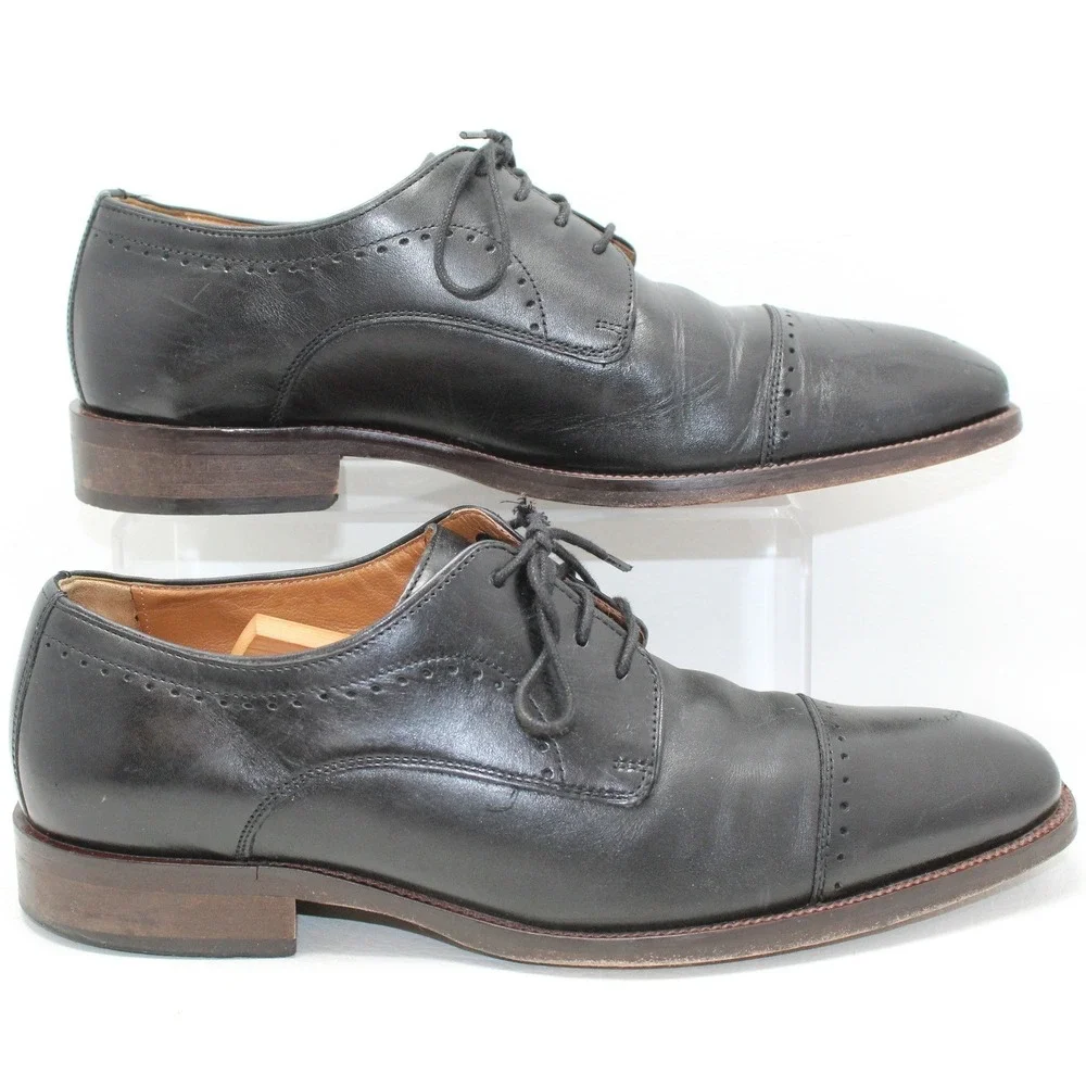 Johnston & Murphy Mens Black Leather Cap Toe‎ Derby Dress Shoes 59-2541 Size 9M